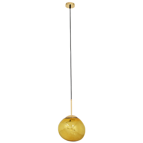 GloboStar® DIXAR 01462 Μοντέρνο Κρεμαστό Φωτιστικό Μπάλα Μονόφωτο 1 x E27 IP20 Χρυσό Γυαλί - Μ28 x Π28 x Υ40cm