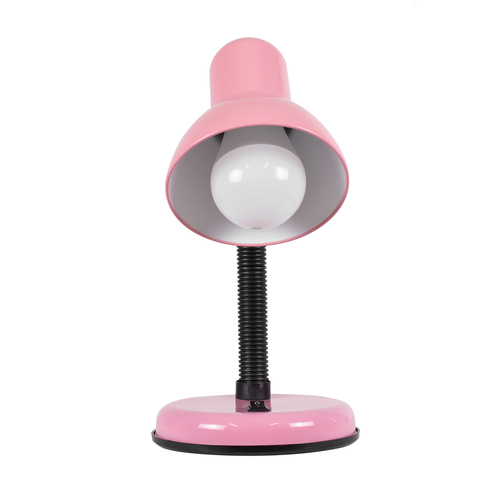 GloboStar® STUDENT PINK 01534 Μοντέρνο Επιτραπέζιο Φωτιστικό Γραφείου Μονόφωτο 1 x E27 Ροζ με Λευκό Μεταλλικό με Διακόπτη ΟN/OFF Καμπάνα Φ12 x Υ32cm