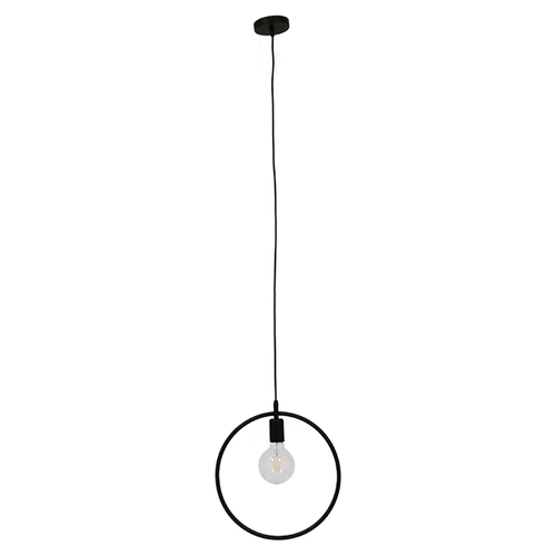 GloboStar® OMICRON 01578 Μοντέρνο Κρεμαστό Φωτιστικό Ανάρτηση Μονόφωτο 1 x E27 IP20 Μαύρο Μέταλλο - Μ33 x Π4 x Υ33cm