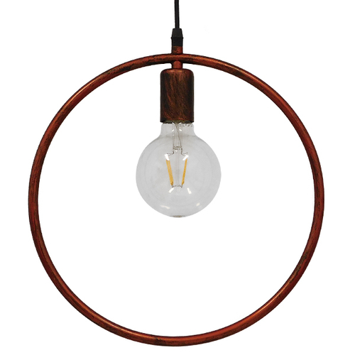 GloboStar® OMICRON 01579 Μοντέρνο Κρεμαστό Φωτιστικό Ανάρτηση Μονόφωτο 1 x E27 IP20 Χάλκινο Μέταλλο - Μ33 x Π4 x Υ33cm