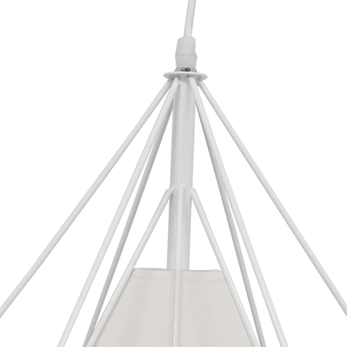 GloboStar® KAIRI 01619 Μοντέρνο Κρεμαστό Φωτιστικό Πλέγμα Μονόφωτο 1 x E27 IP20 Λευκό Μέταλλο με Λευκό Ύφασμα - Μ38 x Π38 x Υ39cm