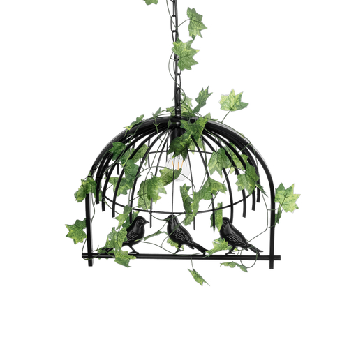 GloboStar® NEST 01640 Vintage Κρεμαστό Φωτιστικό Φιγούρα Μονόφωτο 1 x E27 IP20 Μαύρο Μέταλλο με Πράσινο Πλαστικό - Μ48 x Π38 x Y40cm