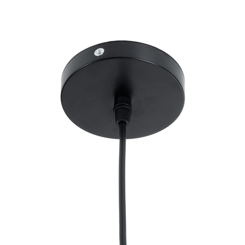 GloboStar® CARTER 00961 Μοντέρνο Κρεμαστό Φωτιστικό Πλέγμα Μονόφωτο 1 x E27 IP20 Μαύρο Μέταλλο με Μπεζ Σχοινί - Μ32 x Π32 x Υ25cm