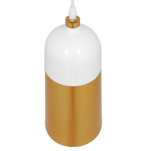 GloboStar® PALAZZO 01524 Μοντέρνο Κρεμαστό Φωτιστικό Καμπάνα Μονόφωτο 1 x E27 IP20 Λευκό & Χρυσό Μέταλλο - Μ14 x Π14 x Υ34cm