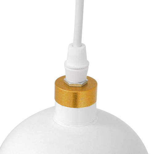 GloboStar® PALAZZO 01524 Μοντέρνο Κρεμαστό Φωτιστικό Καμπάνα Μονόφωτο 1 x E27 IP20 Λευκό & Χρυσό Μέταλλο - Μ14 x Π14 x Υ34cm