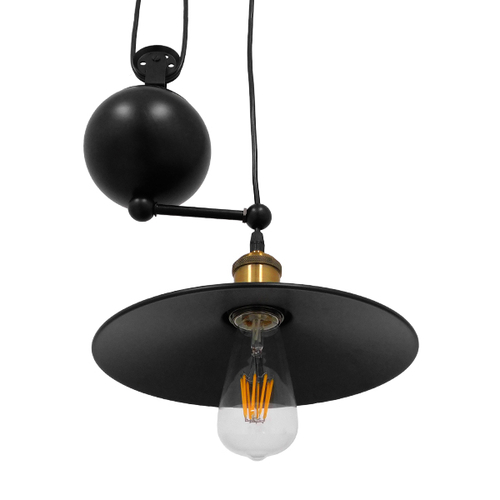 GloboStar® CARILO 01549 Vintage Κρεμαστό Φωτιστικό Ανάρτηση Μονόφωτο 1 x E27 IP20 Μαύρο & Χρυσό Μέταλλο - Μ32 x Π26 x Υ120cm
