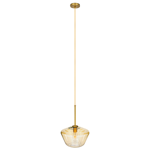 GloboStar® AMARIS 00870 Μοντέρνο Κρεμαστό Φωτιστικό Ανάρτηση Μονόφωτο 1 x E27 IP20 Μελί Γυαλί με Χρυσό Μέταλλο - Μ30 x Π30 x Y22cm
