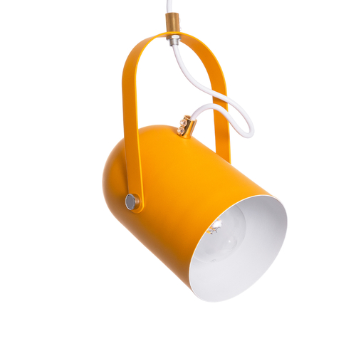 GloboStar® HAZEL 00926 Μοντέρνο Κρεμαστό Φωτιστικό Ανάρτηση Μονόφωτο 1 x E27 IP20 Πορτοκαλί, Λευκό & Χρυσό Μέταλλο - Μ12 x Π12 x Υ27cm