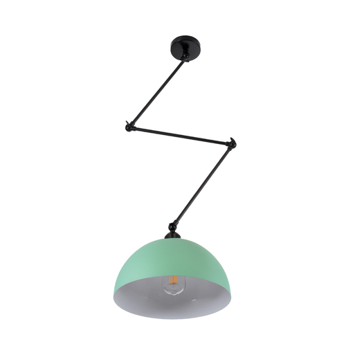 GloboStar® LOTUS 00936 Μοντέρνο Φωτιστικό Οροφής Καμπάνα Μονόφωτο 1 x E27 IP20 Τιρκουάζ, Μαύρο & Λευκό Μέταλλο - Μ30 x Π30 x Υ21cm