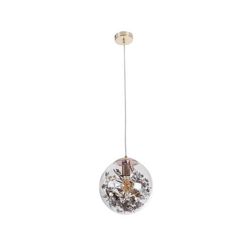 GloboStar® HARPER 01511 Μοντέρνο Κρεμαστό Φωτιστικό Μπάλα Μονόφωτο 1 x E27 IP20 Διάφανο Γυαλί με Χάλκινο Μέταλλο - Μ25 x Π25 x Υ30cm