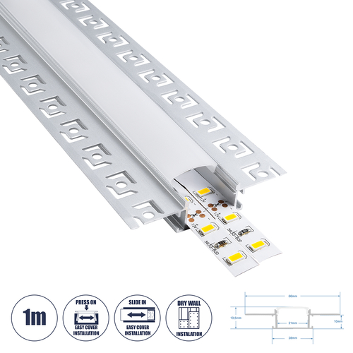 GloboStar® PLASTERBOARD-PROFILE 70819-1M Προφίλ Αλουμινίου - Βάση & Ψύκτρα Ταινίας LED με Λευκό Γαλακτερό Κάλυμμα - Χωνευτή Χρήση σε Γυψοσανίδα - Trimless - Πατητό Κάλυμμα - Ασημί - 1 Μέτρο - Μ100 x Π6.7 x Υ1.4cm GloboStar® PLASTERBOARD-PROFILE 70819-1M Προφίλ Αλουμινίου - Βάση & Ψύκτρα Ταινίας LED με Λευκό Γαλακτερό Κάλυμμα - Χωνευτή Χρήση σε Γυψοσανίδα - Trimless - Πατητό Κάλυμμα - Ασημί - 1 Μέτρο - Μ100 x Π6.7 x Υ1.4cm