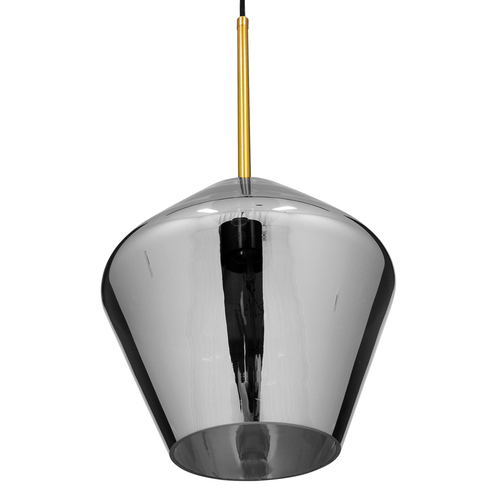 GloboStar® AMARIS 00872 Μοντέρνο Κρεμαστό Φωτιστικό Ανάρτηση Μονόφωτο 1 x E27 IP20 Διάφανο Γυαλί με Χρυσό Μέταλλο - Μ22 x Π22 x Y22cm
