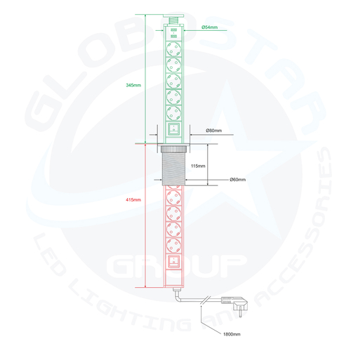 GloboStar® 79632 Χωνευτό Πτυσσόμενο Πολύμπριζο με 5 Πρίζες Ασφαλείας EU Σούκο AC 230V Max 5000W & 2 Εξόδους USB DC 5V Max 3A 18W & Ενσωματωμένο Διακόπτη Οn/Off