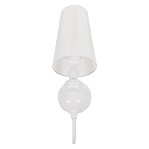 GloboStar® LAURA 01499 Μοντέρνο Επιτοίχιο Φωτιστικό Απλίκα Μονόφωτο 1 x E27 IP20 Λευκό Μέταλλο με Λευκό Ύφασμα - Μ21 x Π15 x Y48cm