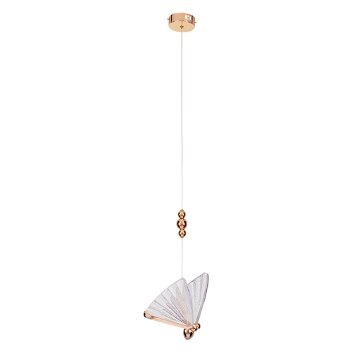 GloboStar® BUTTERFLY 01650 Μοντέρνο Κρεμαστό Φωτιστικό Φιγούρα CREE LED 10W 800lm 360° AC 85-265V IP20 Θερμό Λευκό 2700K Διάφανο Πλαστικό με Ροζ & Χρυσό Μέταλλο - Μ20 x Π17 x Y24cm - 2 Xρόνια Εγγύηση