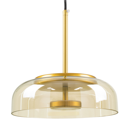 GloboStar® CHARLOTTE 00744 Μοντέρνο Κρεμαστό Φωτιστικό Καμπάνα CREE LED 5W 500lm 180° AC 85-265V IP20 Θερμό Λευκό 2700K Μελί Γυαλί με Χρυσό Μέταλλο - Μ23 x Π23 x Υ23cm - 2 Xρόνια Εγγύηση