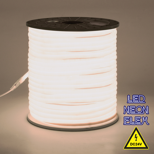 GloboStar® 70581 TUBE 360° Degree Neon Flex Epistar LED SMD 2835 1m 12W/m 120LED/m 1284lm/m 360° DC 24V Αδιάβροχη IP68 Φυσικό Λευκό 4500K Dimmable