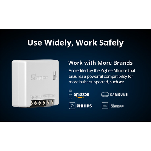 GloboStar® 80045 SONOFF ZBMINI-R3 - Zigbee Wireless Smart Switch Two Way Dual Relay - 2 Output Channel