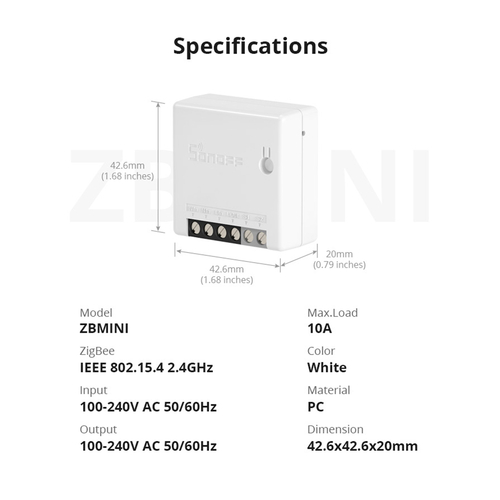 GloboStar® 80045 SONOFF ZBMINI-R3 - Zigbee Wireless Smart Switch Two Way Dual Relay - 2 Output Channel