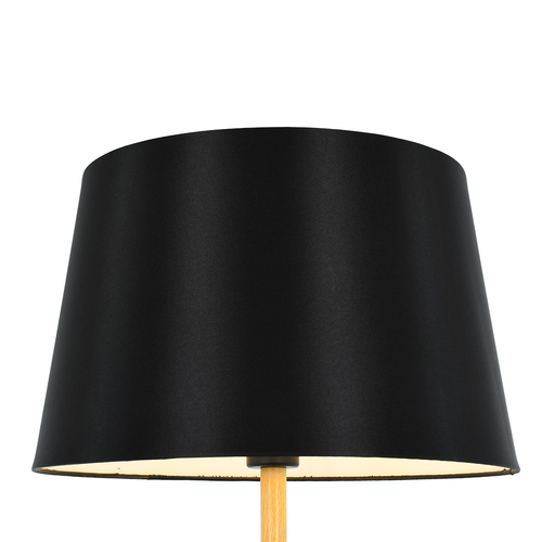 GloboStar® CEDAR 00827 Μοντέρνο Επιδαπέδιο Φωτιστικό Μονόφωτο 1 x E27 IP20 Μαύρο Μέταλλο, Μαύρο Ύφασμα με Μπεζ Ξύλο - Μ40 x Π40 x Υ148cm