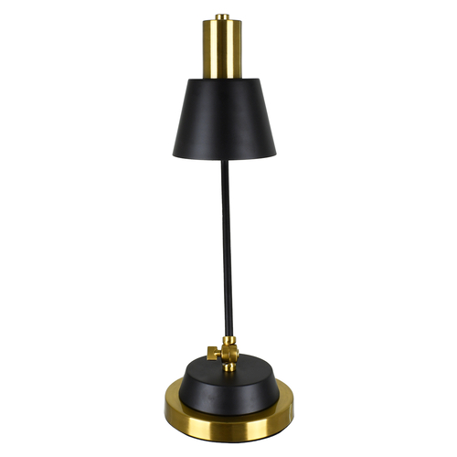 GloboStar® LETO 00834 Μοντέρνο Επιτραπέζιο Φωτιστικό Γραφείου Μονόφωτο Μεταλλικό Μαύρο - Χρυσό Φ13 x Μ30 x Π18 x Υ54cm