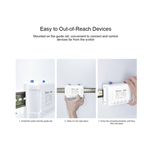 GloboStar® 80010 SONOFF 4CHR3 - Wi-Fi Smart Switch DIY Four Way 4 Gang - 4 Output Channel