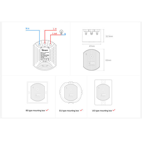 GloboStar® 80013 SONOFF D1-R2 - Wi-Fi Smart Switch Dimmer