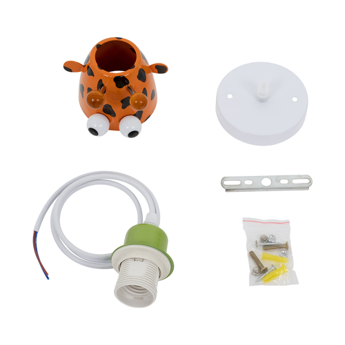 GloboStar® GIRAFFE 00638 Παιδικό Κρεμαστό Φωτιστικό Φιγούρα Μονόφωτο 1 x E27 IP20 Πολύχρωμο Μέταλλο - Μ12 x Π10.5 x Υ13.5cm