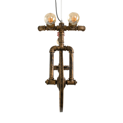 GloboStar® SWIFTWALKER 00660 Vintage Κρεμαστό Φωτιστικό Φιγούρα Τρίφωτο 3 x E27 IP20 Χάλκινο & Κόκκινο Μέταλλο - Μ85 x Π29.5 x Υ55cm