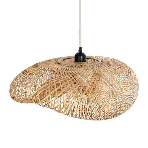 GloboStar® MEXICO 00719 Boho Κρεμαστό Φωτιστικό Ανάρτηση Μονόφωτο 1 x E27 IP20 Μπεζ Ξύλο - Μ65 x Π46 x Y30cm