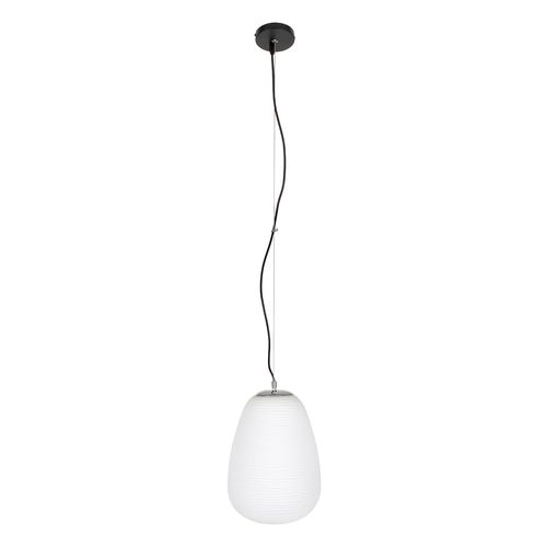 GloboStar® FREYA 00745 Μοντέρνο Κρεμαστό Φωτιστικό Ανάρτηση Μονόφωτο 1 x E27 IP20 Λευκό Γυαλί με Ασημί Μέταλλο - Μ24 x Π24 x Υ35cm