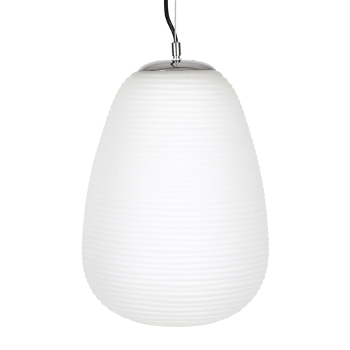 GloboStar® FREYA 00745 Μοντέρνο Κρεμαστό Φωτιστικό Ανάρτηση Μονόφωτο 1 x E27 IP20 Λευκό Γυαλί με Ασημί Μέταλλο - Μ24 x Π24 x Υ35cm