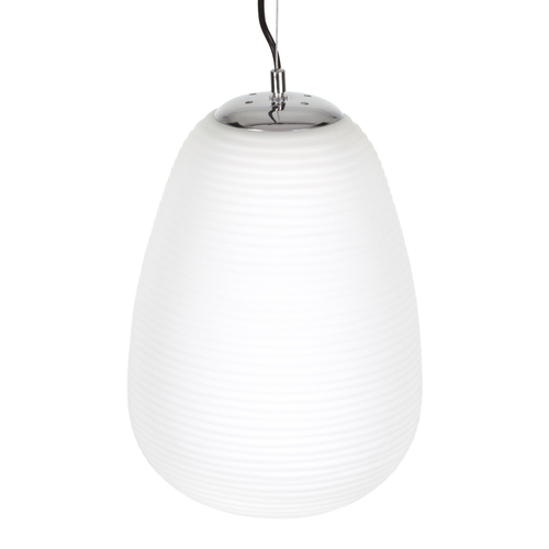 GloboStar® FREYA 00745 Μοντέρνο Κρεμαστό Φωτιστικό Ανάρτηση Μονόφωτο 1 x E27 IP20 Λευκό Γυαλί με Ασημί Μέταλλο - Μ24 x Π24 x Υ35cm