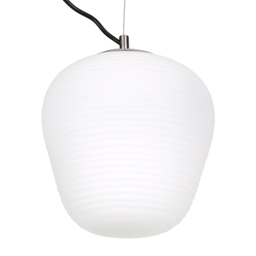 GloboStar® FREYA 00746 Μοντέρνο Κρεμαστό Φωτιστικό Ανάρτηση Μονόφωτο 1 x E27 IP20 Λευκό Γυαλί με Ασημί Μέταλλο - Μ20 x Π20 x Υ23cm