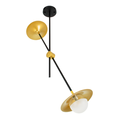GloboStar® JOLIET 00778 Μοντέρνο Φωτιστικό Οροφής Πλέγμα Δίφωτο 2 x G9 IP20 Μαύρο & Χρυσό Μέταλλο - Μ93 x Π20 x Υ100cm