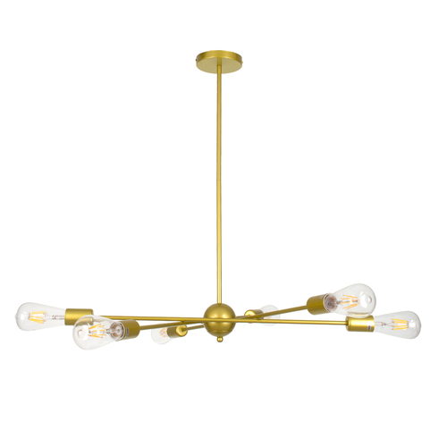 GloboStar® ZANE 00786 Μοντέρνο Φωτιστικό Οροφής Πλέγμα Πολύφωτο 6 x E27 IP20 Χρυσό Μέταλλο - Μ70 x Π70 x Υ100cm