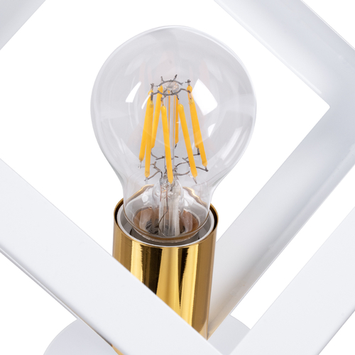 GloboStar® CUBE 00800 Μοντέρνο Φωτιστικό Οροφής Πλέγμα Μονόφωτο 1 x E27 IP20 Λευκό & Χάλκινο Μέταλλο - Μ25 x Π25 x Υ25cm