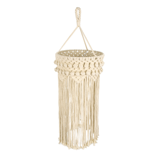 GloboStar® 36205 UGANDA Boho Καπέλο Φωτιστικού- Μακραμέ Πλεκτό Χειροποίητο Μπεζ Σχοινί Μ25 x Π25  x Υ70cm