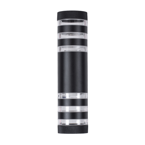 GloboStar® ORION 77883 Φωτιστικό Τοίχου - Απλίκα Αρχιτεκτονικού Φωτισμού Εσωτερικού/Εξωτερικού Χώρου Up & Down Δίφωτο 2 x GU10 AC220-240V Αδιάβροχο IP65 - Σώμα Αλουμινίου & Tempered Glass - Μ9 x Π15x Υ35.5cm - Μαύρο - 5 Years Warranty