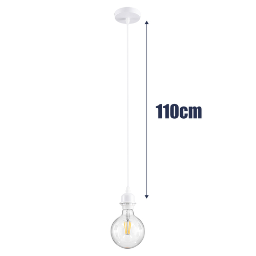 GloboStar® HANNA 36217 Μοντέρνο Κρεμαστό Φωτιστικό Ανάρτηση Μονόφωτο 1 x E27 IP20 Λευκό Πλαστικό - Μ4 x Π4 x Υ110cm