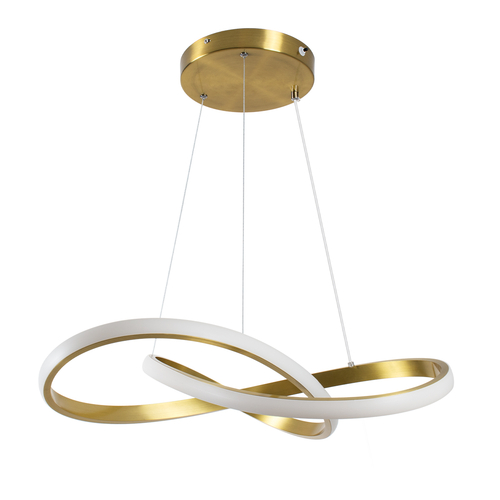 GloboStar® DEXTER 61051 Κρεμαστό Φωτιστικό Οροφής Design LED CCT 72W 8064lm 300° AC 220-240V - Εναλλαγή Φωτισμού μέσω Τηλεχειριστηρίου All In One Ψυχρό 6000k+Φυσικό 4500k+Θερμό 2700k Dimmable Φ56cm - Χρυσό Βούρτσας - 3 Years Warranty