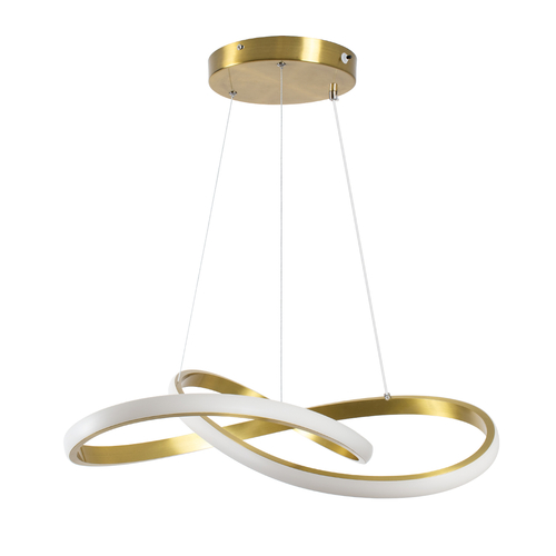 GloboStar® DEXTER 61051 Κρεμαστό Φωτιστικό Οροφής Design LED CCT 72W 8064lm 300° AC 220-240V - Εναλλαγή Φωτισμού μέσω Τηλεχειριστηρίου All In One Ψυχρό 6000k+Φυσικό 4500k+Θερμό 2700k Dimmable Φ56cm - Χρυσό Βούρτσας - 3 Years Warranty