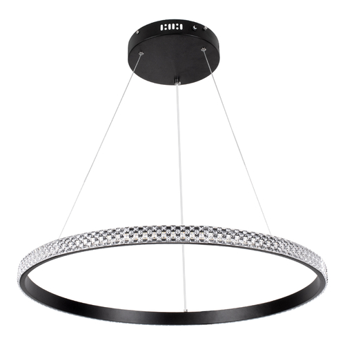 GloboStar® DIAMOND 61130 Κρεμαστό Φωτιστικό Δαχτυλίδι-Κύκλος LED CCT 45W 5230lm 360° AC 220-240V - Εναλλαγή Φωτισμού μέσω Τηλεχειριστηρίου All In One Ψυχρό 6000k+Φυσικό 4500k+Θερμό 2700k Dimmable Φ60cm - Μαύρο - 3 Years Warranty