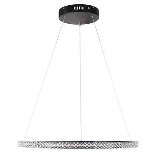 GloboStar® DIAMOND 61130 Κρεμαστό Φωτιστικό Δαχτυλίδι-Κύκλος LED CCT 45W 5230lm 360° AC 220-240V - Εναλλαγή Φωτισμού μέσω Τηλεχειριστηρίου All In One Ψυχρό 6000k+Φυσικό 4500k+Θερμό 2700k Dimmable Φ60cm - Μαύρο - 3 Years Warranty