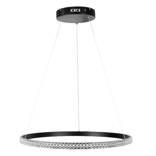 GloboStar® DIAMOND 61130 Κρεμαστό Φωτιστικό Δαχτυλίδι-Κύκλος LED CCT 45W 5230lm 360° AC 220-240V - Εναλλαγή Φωτισμού μέσω Τηλεχειριστηρίου All In One Ψυχρό 6000k+Φυσικό 4500k+Θερμό 2700k Dimmable Φ60cm - Μαύρο - 3 Years Warranty