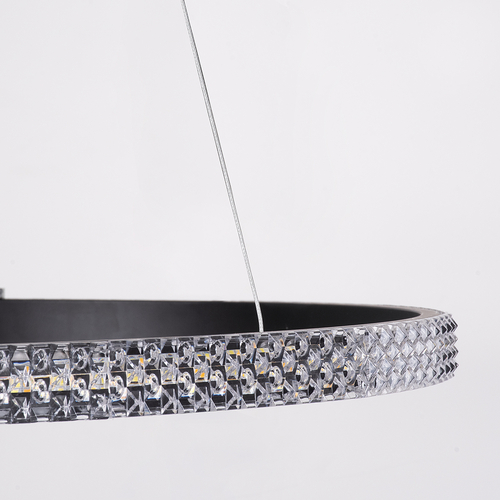 GloboStar® DIAMOND 61130 Κρεμαστό Φωτιστικό Δαχτυλίδι-Κύκλος LED CCT 45W 5230lm 360° AC 220-240V - Εναλλαγή Φωτισμού μέσω Τηλεχειριστηρίου All In One Ψυχρό 6000k+Φυσικό 4500k+Θερμό 2700k Dimmable Φ60cm - Μαύρο - 3 Years Warranty