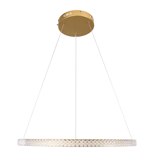 GloboStar® DIAMOND 61131 Κρεμαστό Φωτιστικό Δαχτυλίδι-Κύκλος LED CCT 45W 5230lm 360° AC 220-240V - Εναλλαγή Φωτισμού μέσω Τηλεχειριστηρίου All In One Ψυχρό 6000k+Φυσικό 4500k+Θερμό 2700k Dimmable Φ60cm - Χρυσό Βούρτσας - 3 Years Warranty