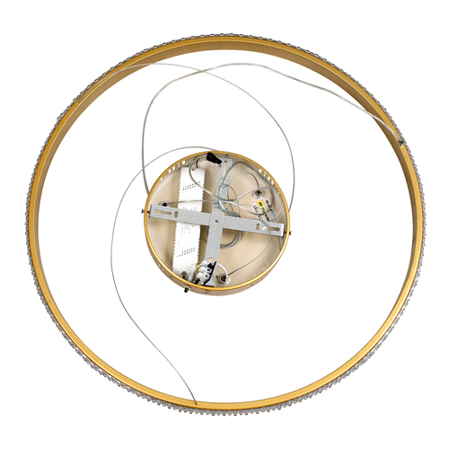 GloboStar® DIAMOND 61131 Κρεμαστό Φωτιστικό Δαχτυλίδι-Κύκλος LED CCT 45W 5230lm 360° AC 220-240V - Εναλλαγή Φωτισμού μέσω Τηλεχειριστηρίου All In One Ψυχρό 6000k+Φυσικό 4500k+Θερμό 2700k Dimmable Φ60cm - Χρυσό Βούρτσας - 3 Years Warranty