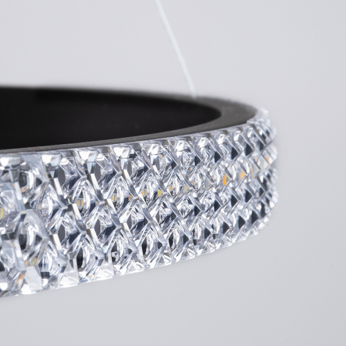 GloboStar® DIAMOND TRIO 61136 Κρεμαστό Φωτιστικό Δαχτυλίδι-Κύκλος LED CCT 100W 12123lm 360° AC 220-240V - Εναλλαγή Φωτισμού μέσω Τηλεχειριστηρίου All In One Ψυχρό 6000k+Φυσικό 4500k+Θερμό 2700k Dimmable Φ25+40+60cm - Μαύρο - 3 Years Warranty
