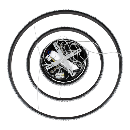 GloboStar® DIAMOND TRIO 61136 Κρεμαστό Φωτιστικό Δαχτυλίδι-Κύκλος LED CCT 100W 12123lm 360° AC 220-240V - Εναλλαγή Φωτισμού μέσω Τηλεχειριστηρίου All In One Ψυχρό 6000k+Φυσικό 4500k+Θερμό 2700k Dimmable Φ25+40+60cm - Μαύρο - 3 Years Warranty